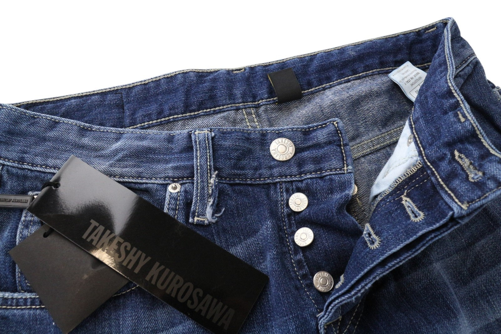 TAKESHY KUROSAWA Men Jeans W32 Pure Cotton Blue Regular Fit Washed Distressed