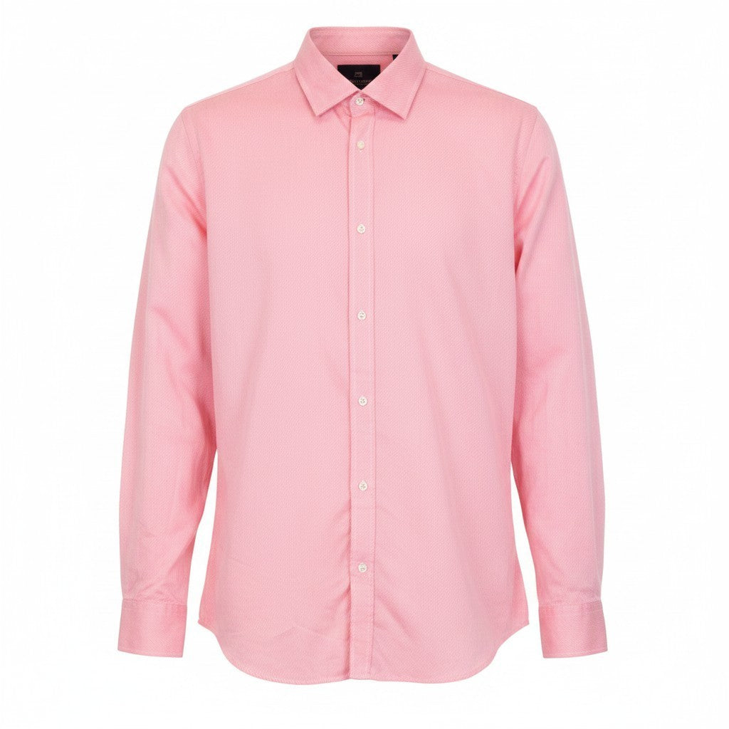 SCOTCH & SODA Men Shirt 2XL Pink Slim Melange Pure Cotton Patterned Classic