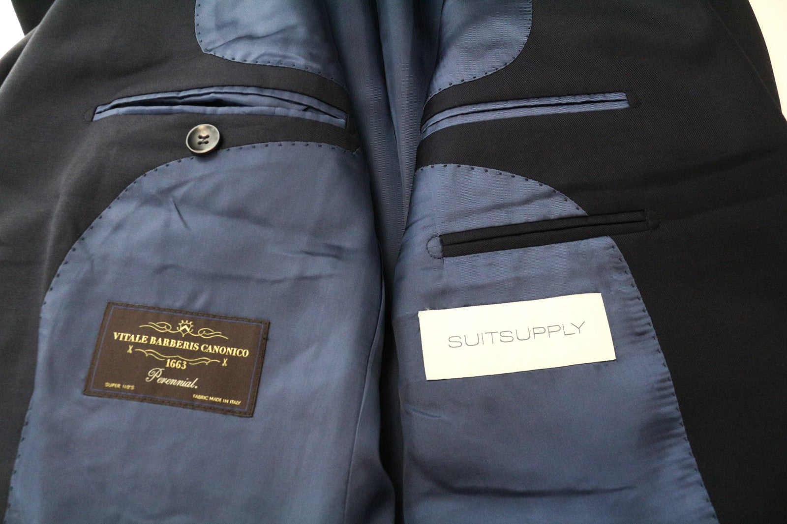 SUITSUPPLY La Spalla Men Suit UK40R Blue Slim 3-Piece Wool S110s Perennial