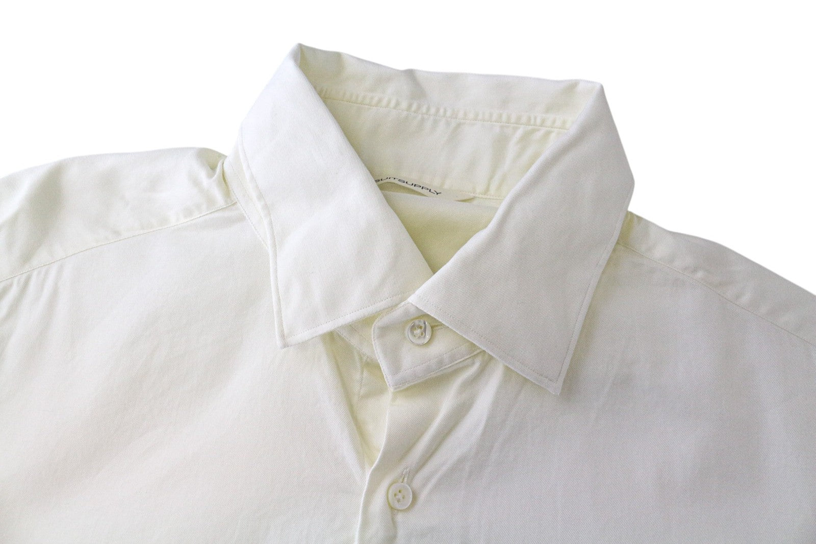 SUITSUPPLY Men Shirt M Slim Fit Off-White Pure Cotton Long Sleeved Formal