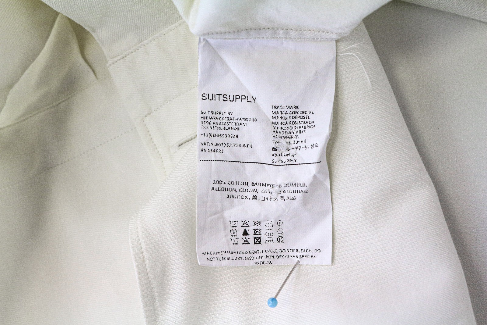 SUITSUPPLY Men Shirt M Slim Fit Off-White Pure Cotton Long Sleeved Formal