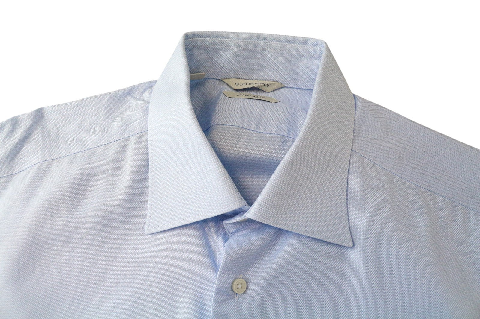 SUITSUPPLY Men Shirt 43-7/17L Slim Fit Long Sleeved Blue Pure Cotton Formal