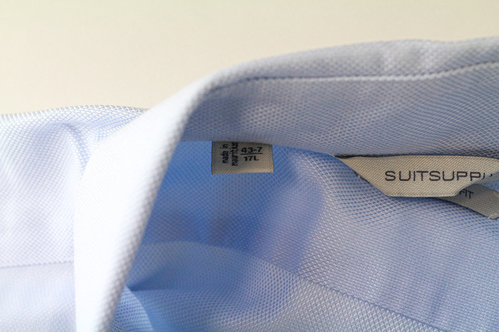 SUITSUPPLY Men Shirt 43-7/17L Slim Fit Long Sleeved Blue Pure Cotton Formal