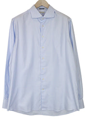 SUITSUPPLY Men Shirt 45/17 3/4 Extra Slim Blue Pure Cotton Striped Cutaway
