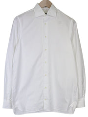 SUITSUPPLY Men Shirt 37/14 1/2 White Pure Cotton Long Sleeved Button-Up Classic