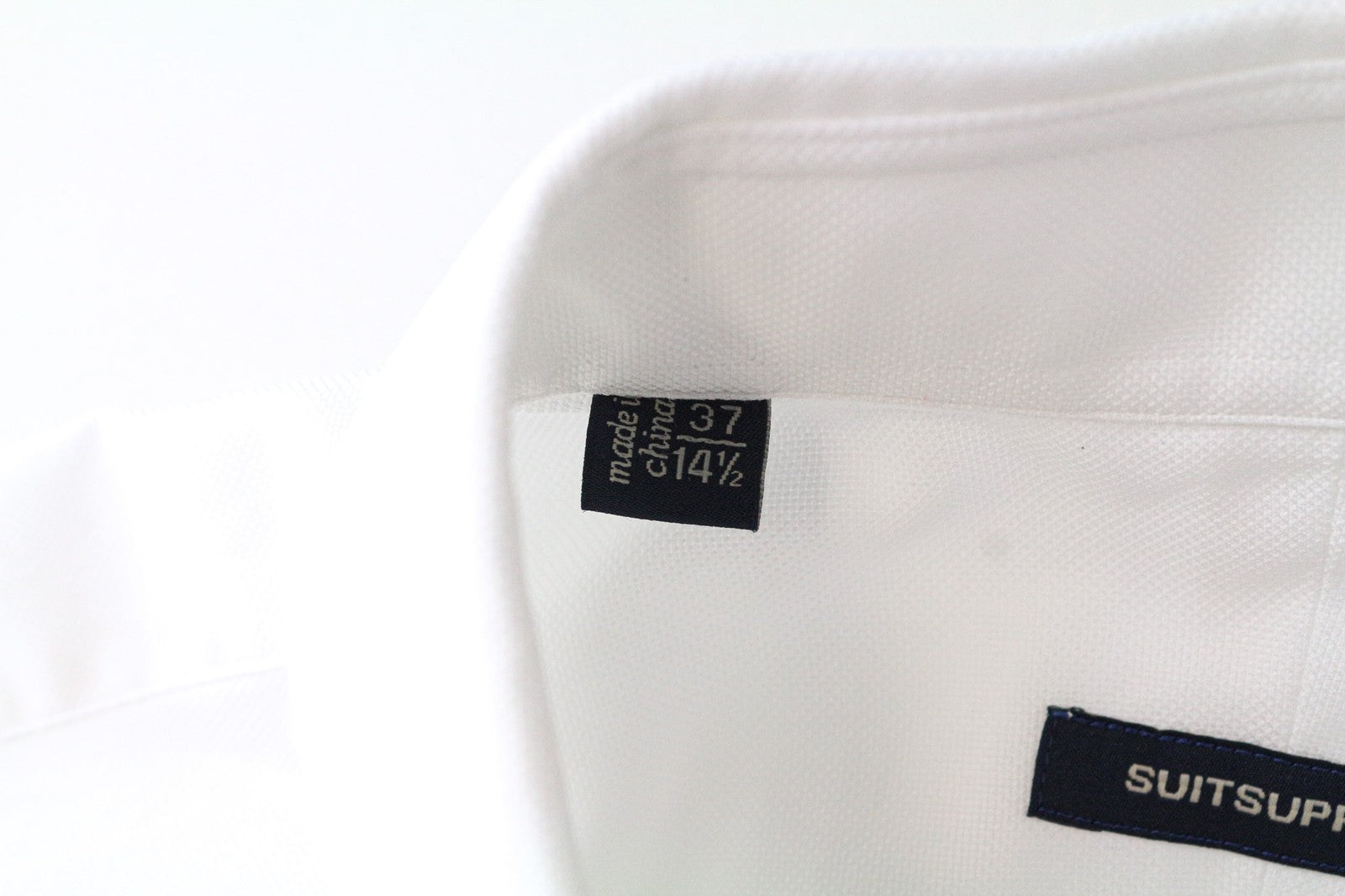 SUITSUPPLY Men Shirt 37/14 1/2 White Pure Cotton Long Sleeved Button-Up Classic