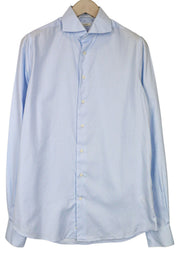 SUITSUPPLY Men Shirt 39L/15 1/2L Slim Blue Pure Cotton Cutaway Collar Button-Up