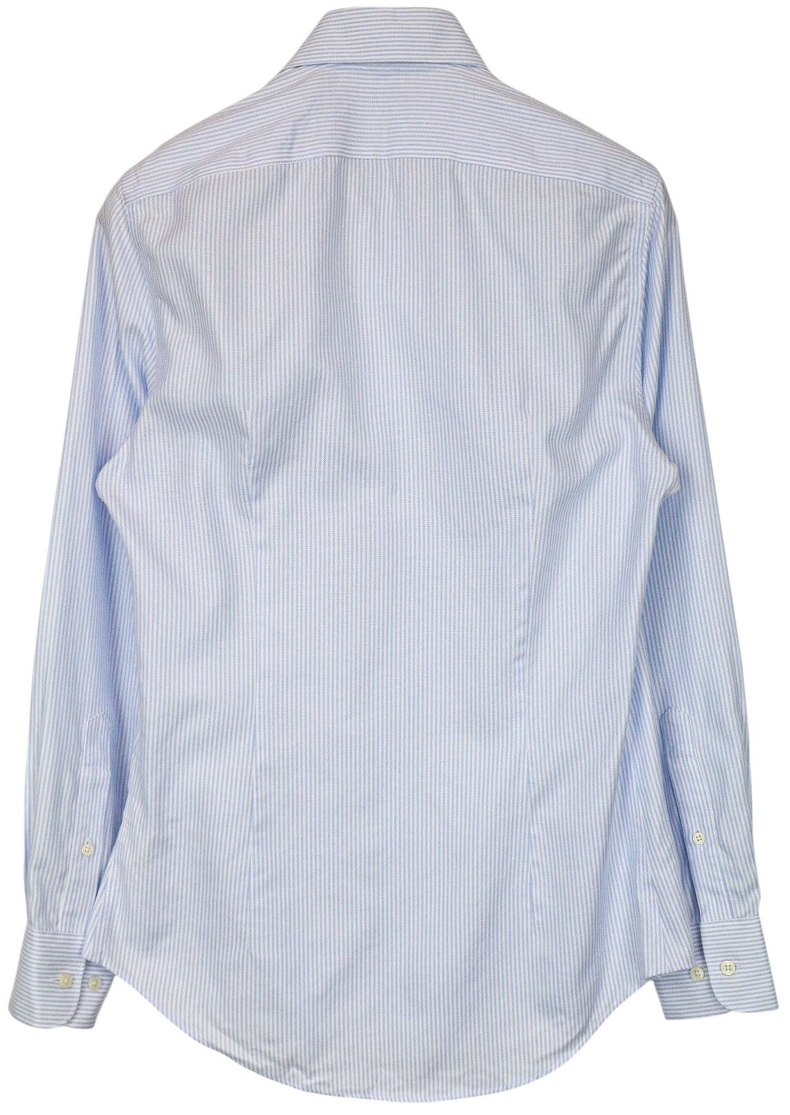 SUITSUPPLY Men Shirt 38/15 Extra Slim Blue Cotton Striped Classic Long Sleeve