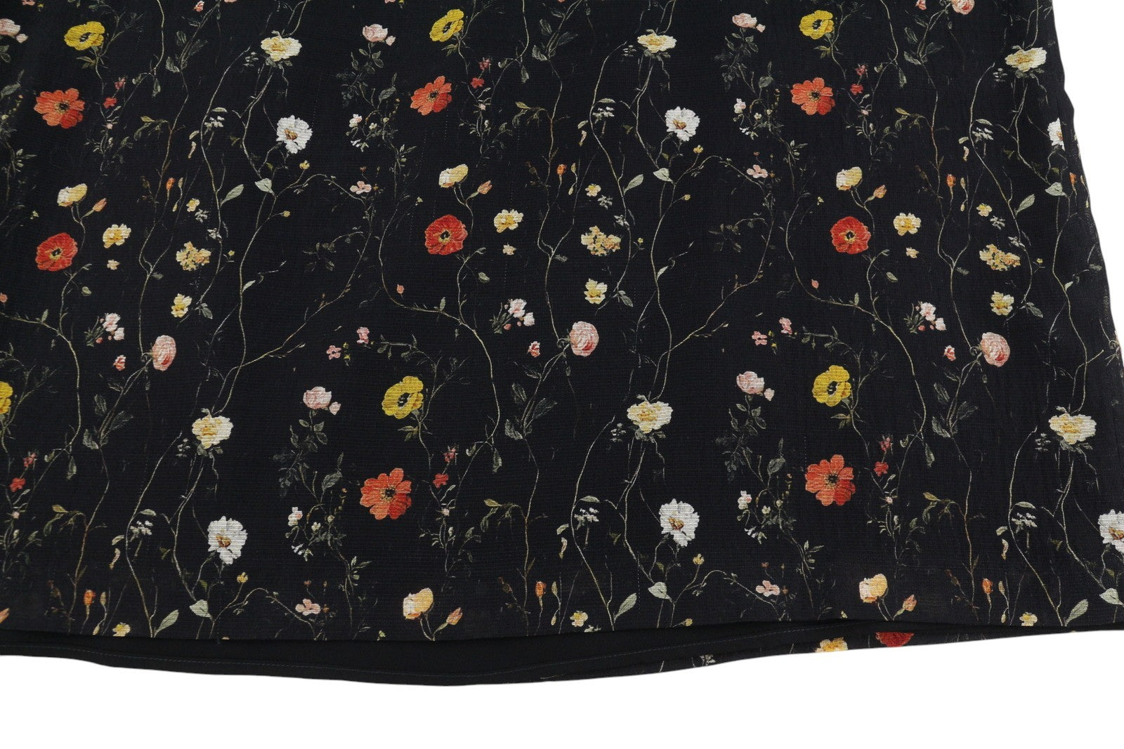 R13 Raglan Sleeve Babydoll Women Dress L Wool Silk Floral On Black Mini RRP1299