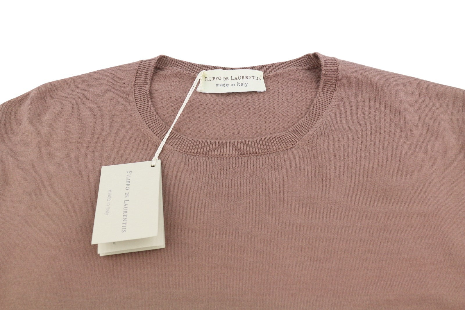 FILIPPO DE LAURENTIIS Men T-Shirt IT52 L Brown Crew Neck Cotton Short Sleeve