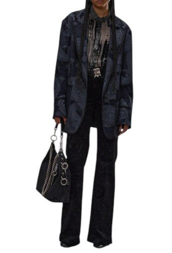 R13 Oversized Punk Rowing Women Blazer M Black Grey Paisley Jacquard RRP1795