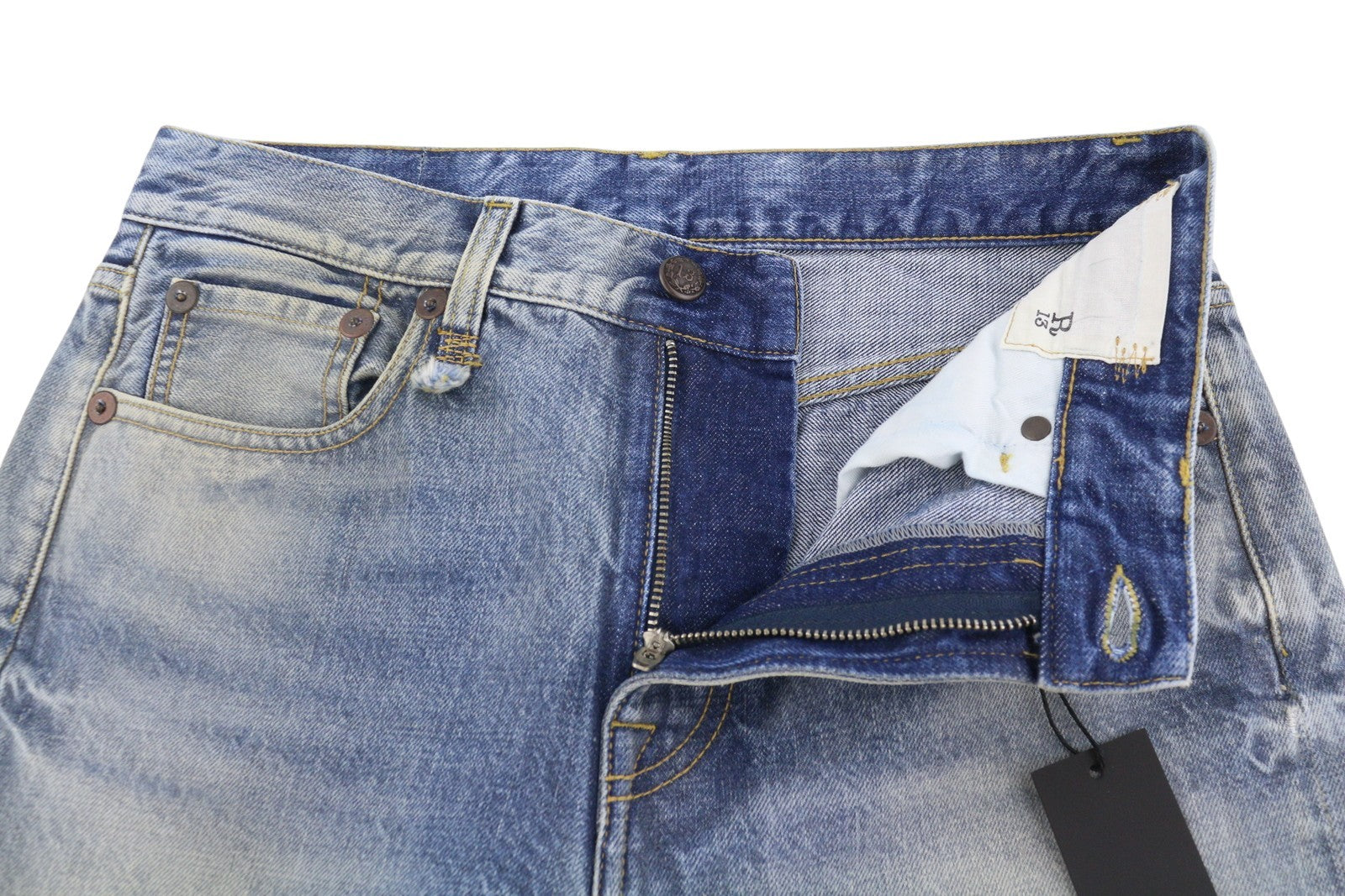 R13 Boyfriend Women Jeans 25 Prove Lavaggio Cropped Whiskers Faded Blue
