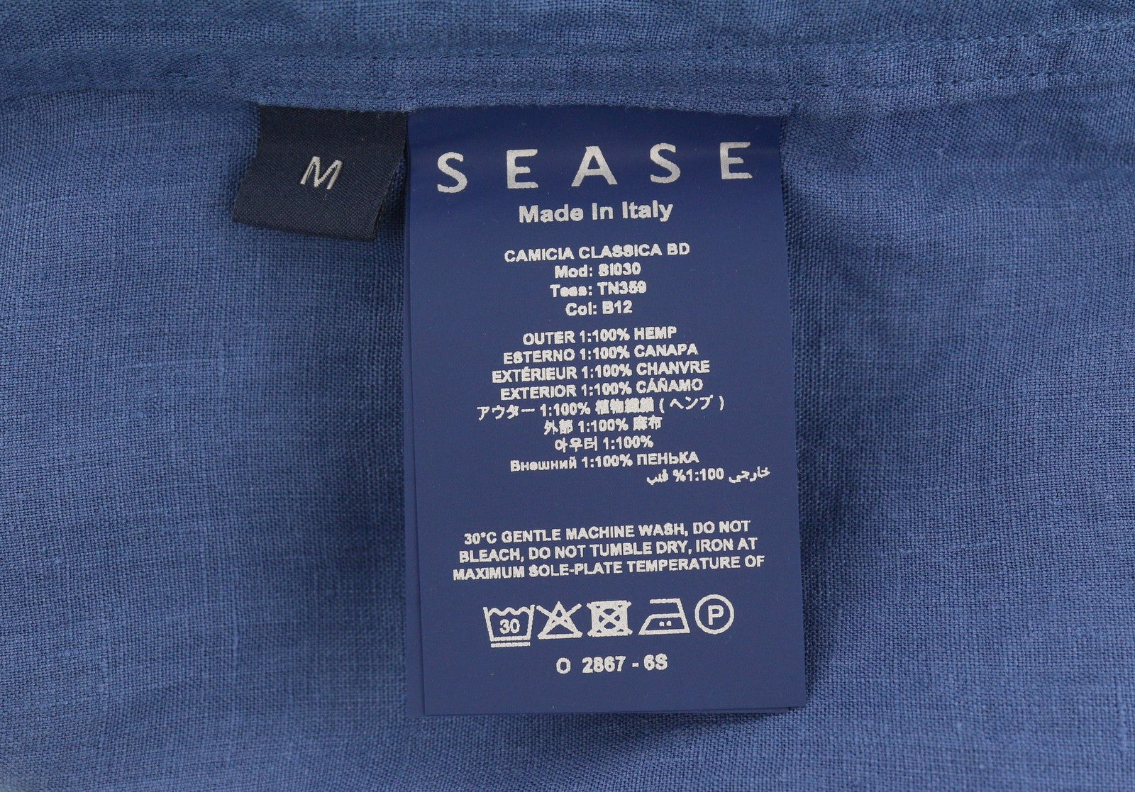 SEASE TN359 Men Shirt M Royal Blue Hemp Button-Up Patch Pocket RRP460
