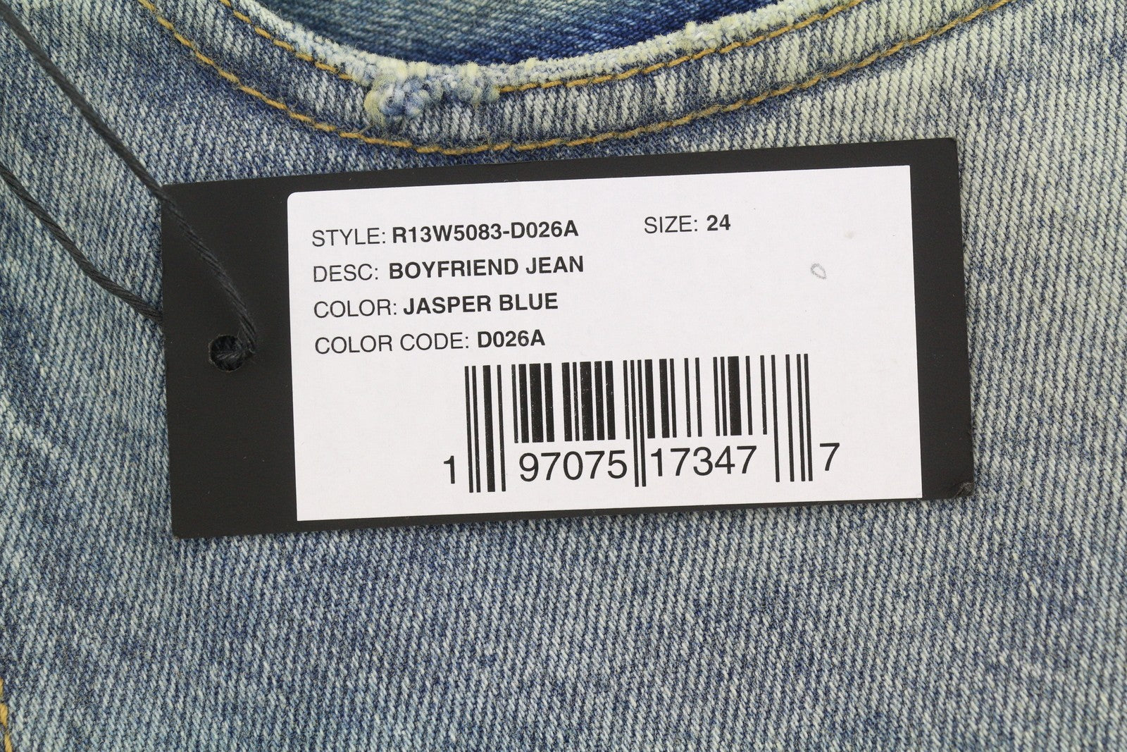 R13 Boyfriend Women Jeans 24 Jasper Straight Cropped Whiskers Faded Blue PF26