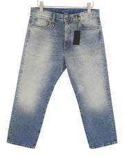 R13 Boyfriend Women Jeans 30 Jasper Straight Cropped Whiskers Faded Blue PF26