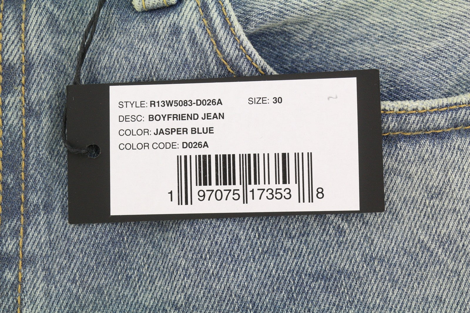 R13 Boyfriend Women Jeans 30 Jasper Straight Cropped Whiskers Faded Blue PF26
