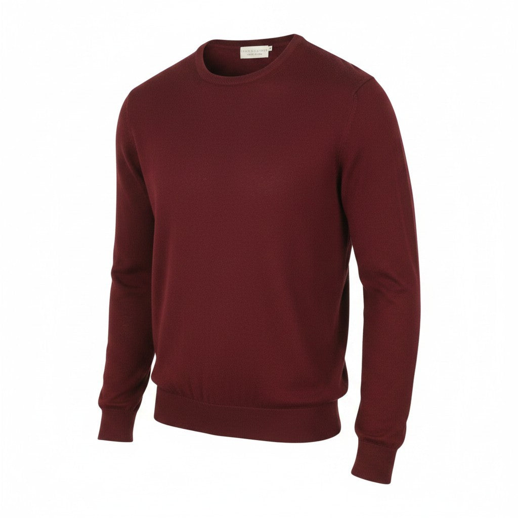 FILIPPO DE LAURENTIIS Men Jumper IT50 M Burgundy Merino Wool Knit Long Sleeve