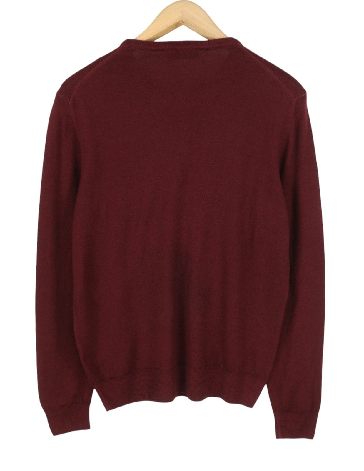 FILIPPO DE LAURENTIIS Men Jumper IT50 M Burgundy Merino Wool Knit Long Sleeve