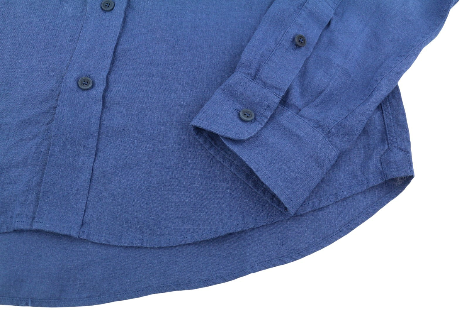 SEASE TN359 Men Shirt M Royal Blue Hemp Buttoned Patch Pocket RRP460