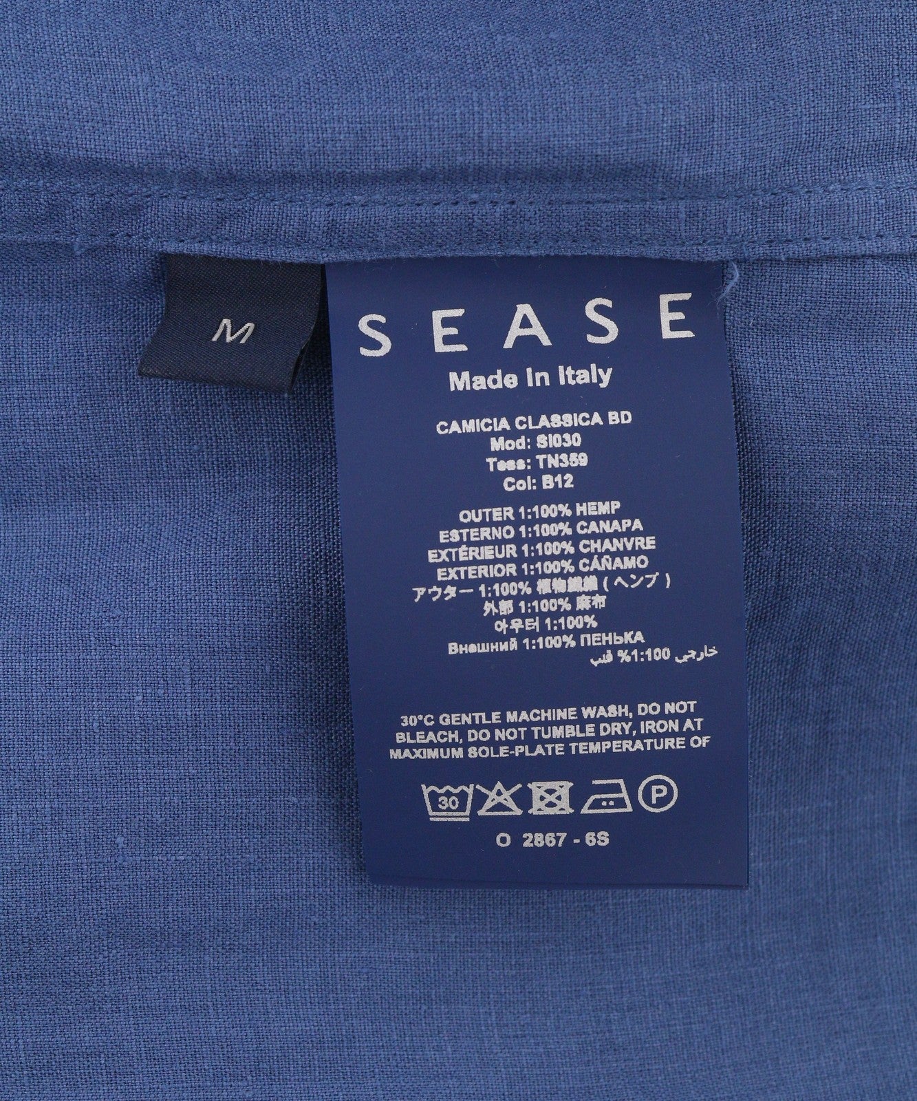 SEASE TN359 Men Shirt M Royal Blue Hemp Buttoned Patch Pocket RRP460