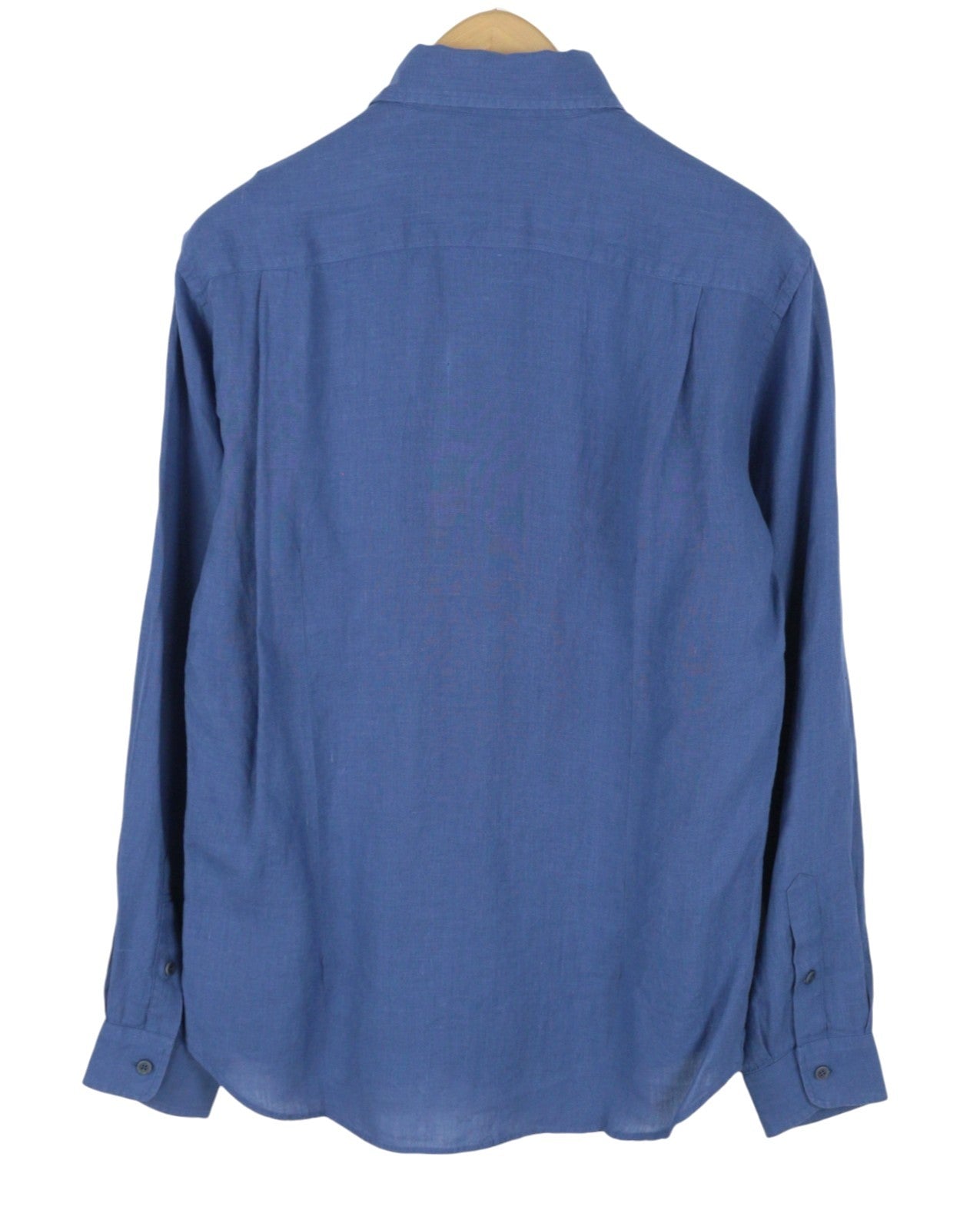 SEASE TN359 Men Shirt M Royal Blue Hemp Button Patch Pocket RRP460