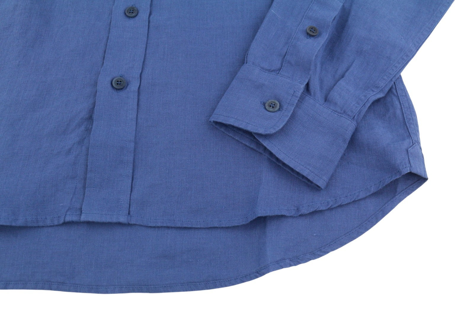 SEASE TN359 Men Shirt M Royal Blue Hemp Button Patch Pocket RRP460