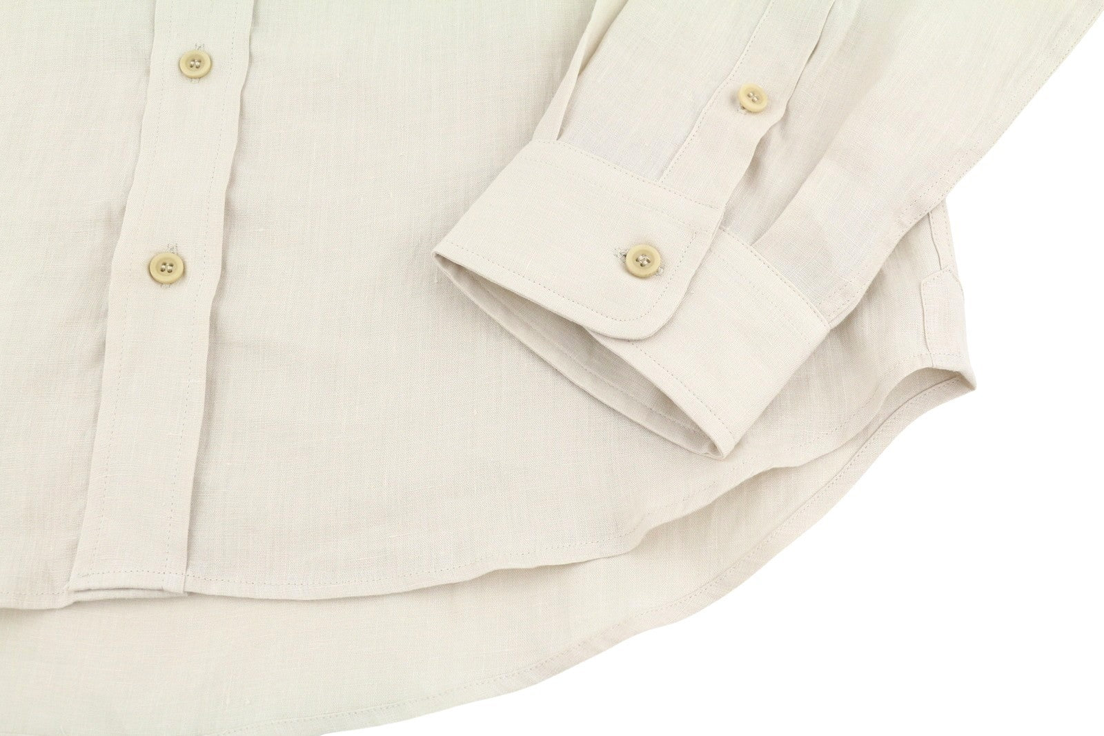 SEASE TN359 Men Shirt L Beige Hemp Button Up Patch Pocket RRP460