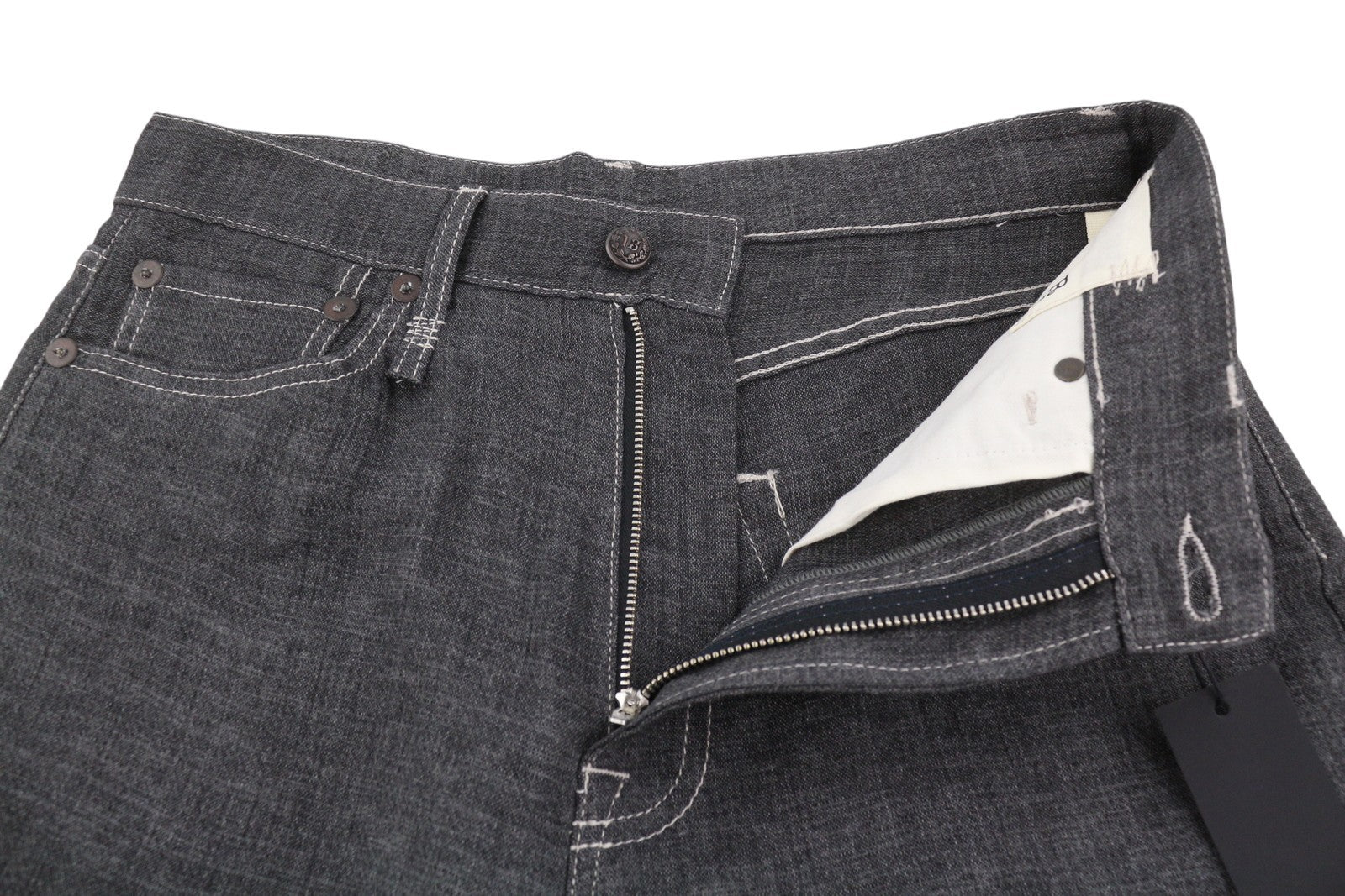 R13 X-BF Women Shorts 27 Charcoal Grey Linen Wide Slouchy Leg SS26 RRP735