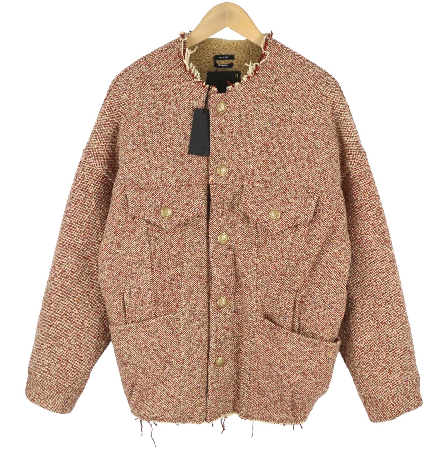 R13 Lacey Trucker Women Jacket M/L Colourful Wool Blend Oversized Heavy RRP2199