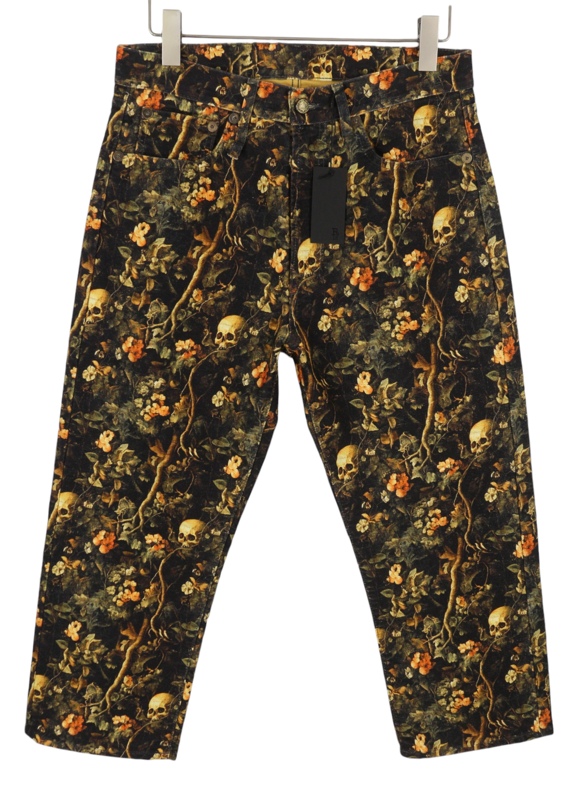R13 X-BF Women Trousers 27 Skull Camo Moleskin Velvet Cropped
