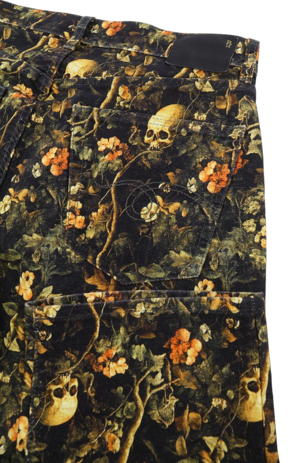 R13 X-BF Women Trousers 27 Skull Camo Moleskin Velvet Cropped