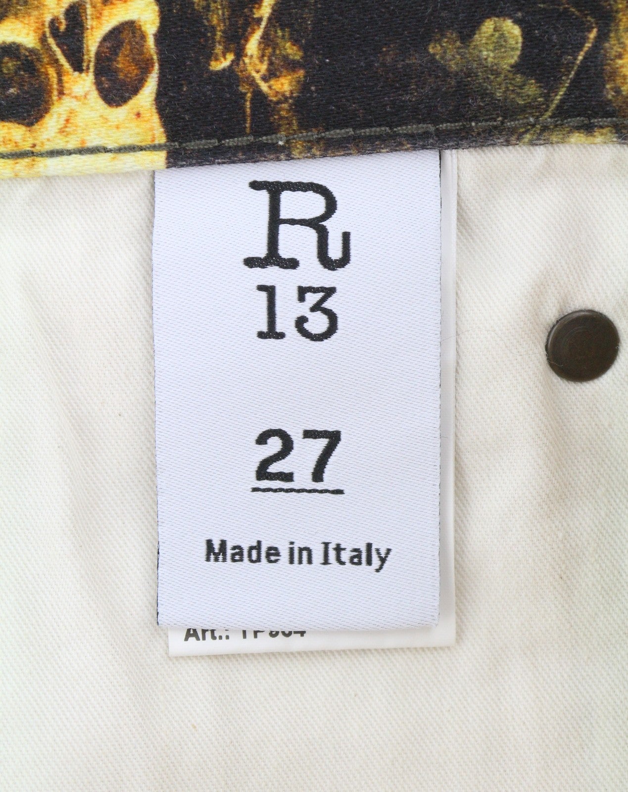 R13 X-BF Women Trousers 27 Skull Camo Moleskin Velvet Cropped