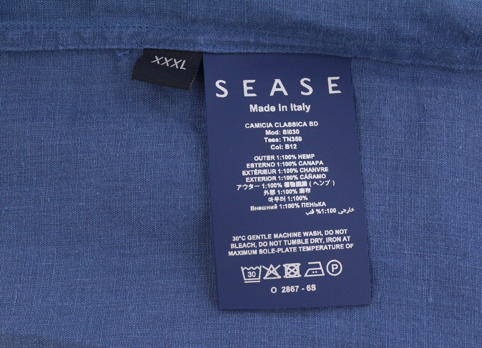 SEASE TN359 Men Shirt 3XL Royal Blue Hemp Button Up Patch Pocket RRP460