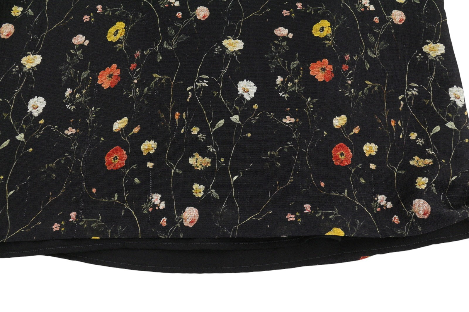 R13 Raglan Sleeve Babydoll Women Dress S Wool Silk Floral On Black Mini RRP1299