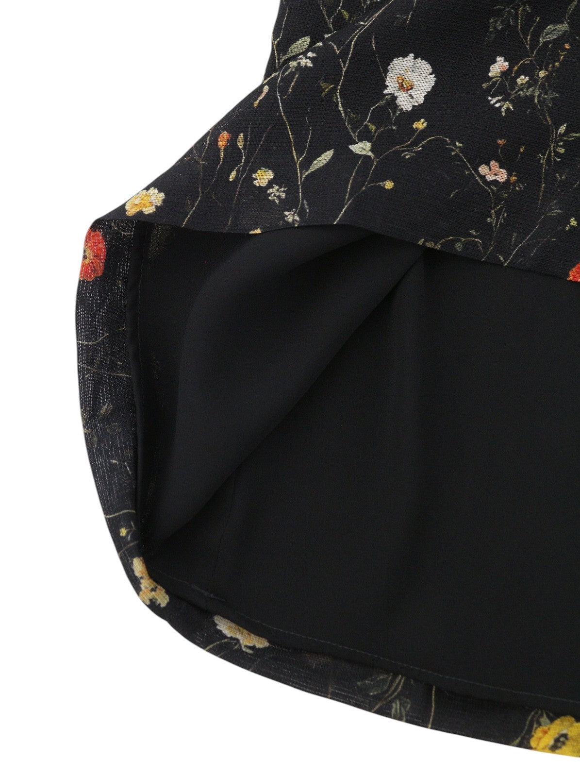 R13 Raglan Sleeve Babydoll Women Dress S Wool Silk Floral On Black Mini RRP1299