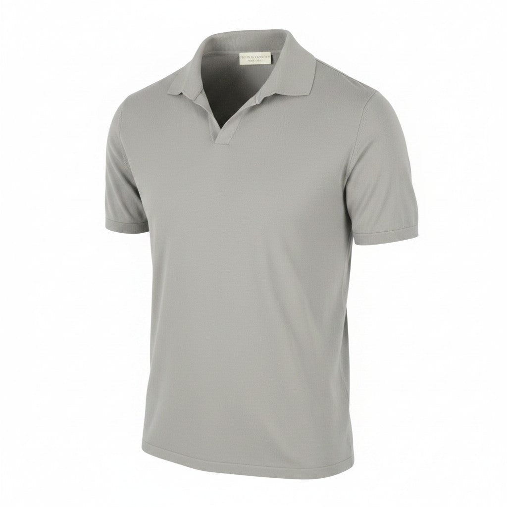 FILIPPO DE LAURENTIIS Men Polos IT56 2XL Grey Stretch Short Sleeved