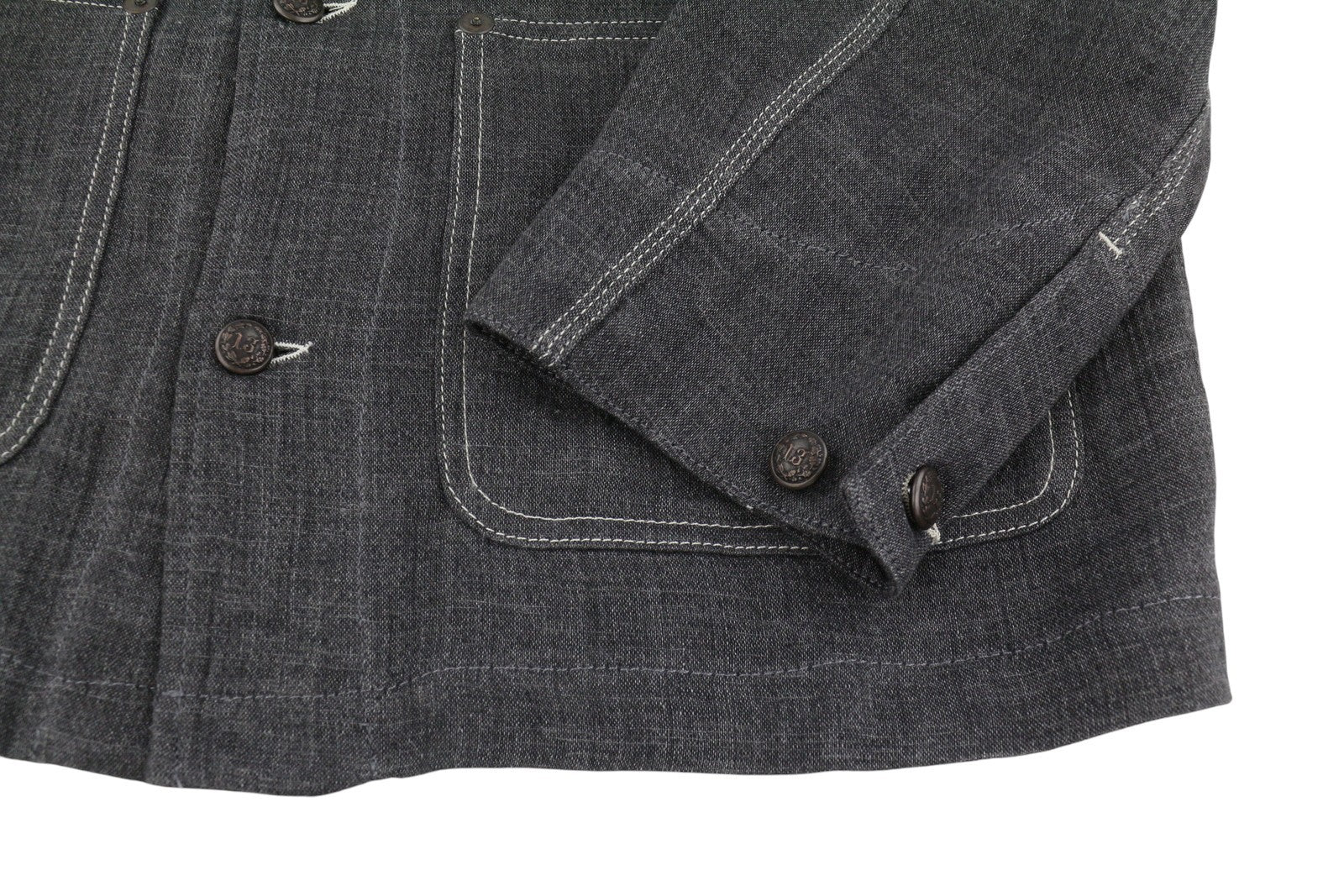 R13 Relaxed Chore Women Jacket M Charcoal Grey Linen Button Up SS26 RRP2075