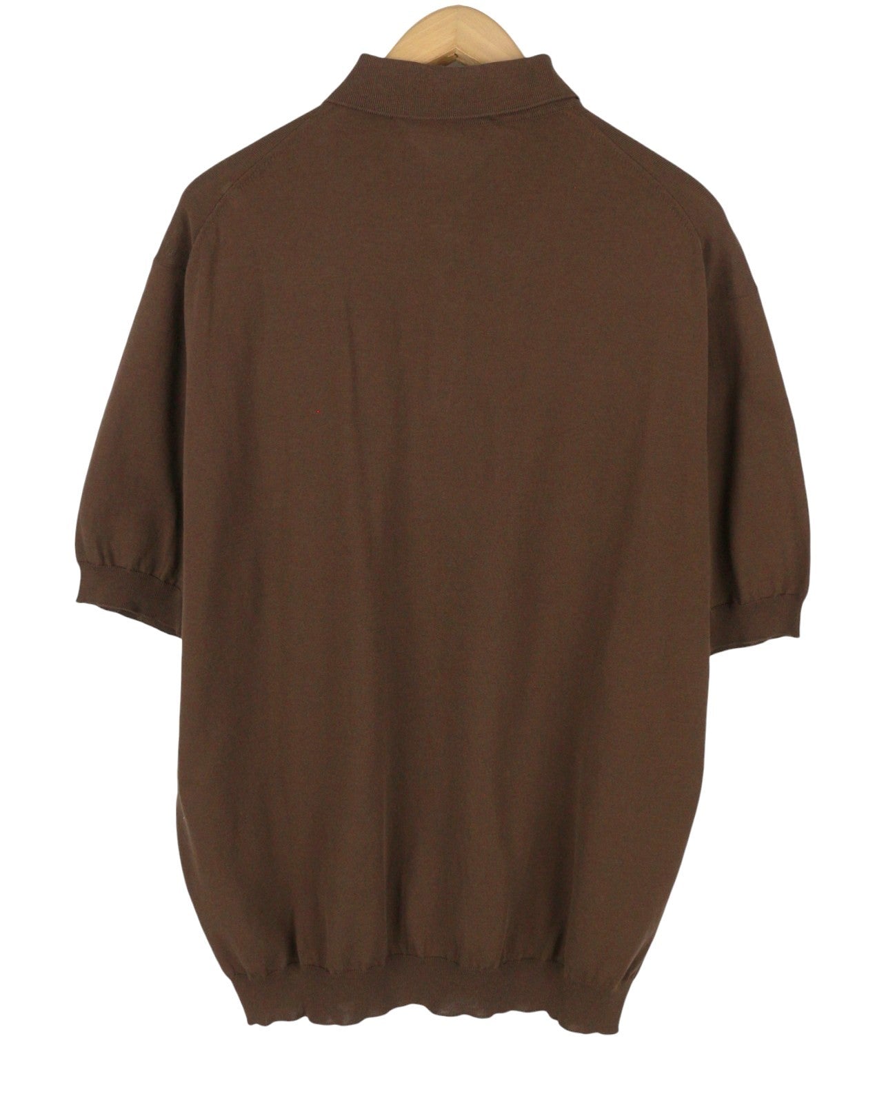 FILIPPO DE LAURENTIIS Men Polos IT60 3XL Brown Cotton Half Button Short Sleeve