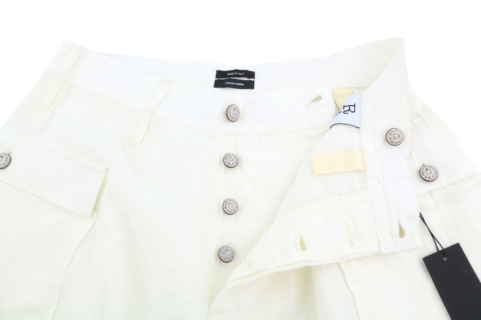 R13 Bubble Skort Women Shorts 27 White Linen Patch Pockets SS26 RRP895