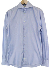 SUITSUPPLY Men Shirt 37/14 1/2 Extra Slim Blue Pure Cotton Striped Twill
