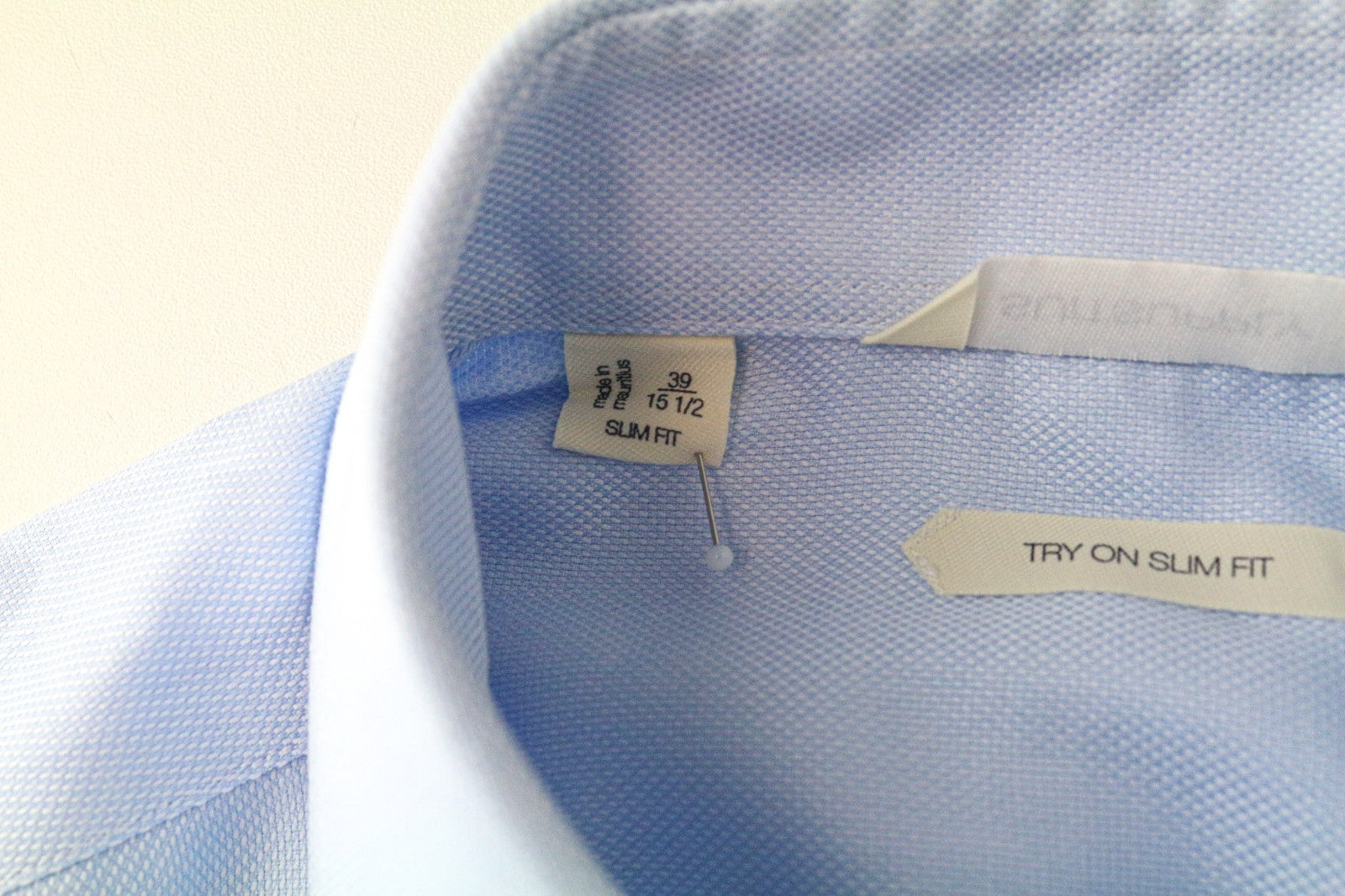 SUITSUPPLY Men Shirt 39/15 1/2 Slim Blue Pure Cotton Cutaway Long Sleeved