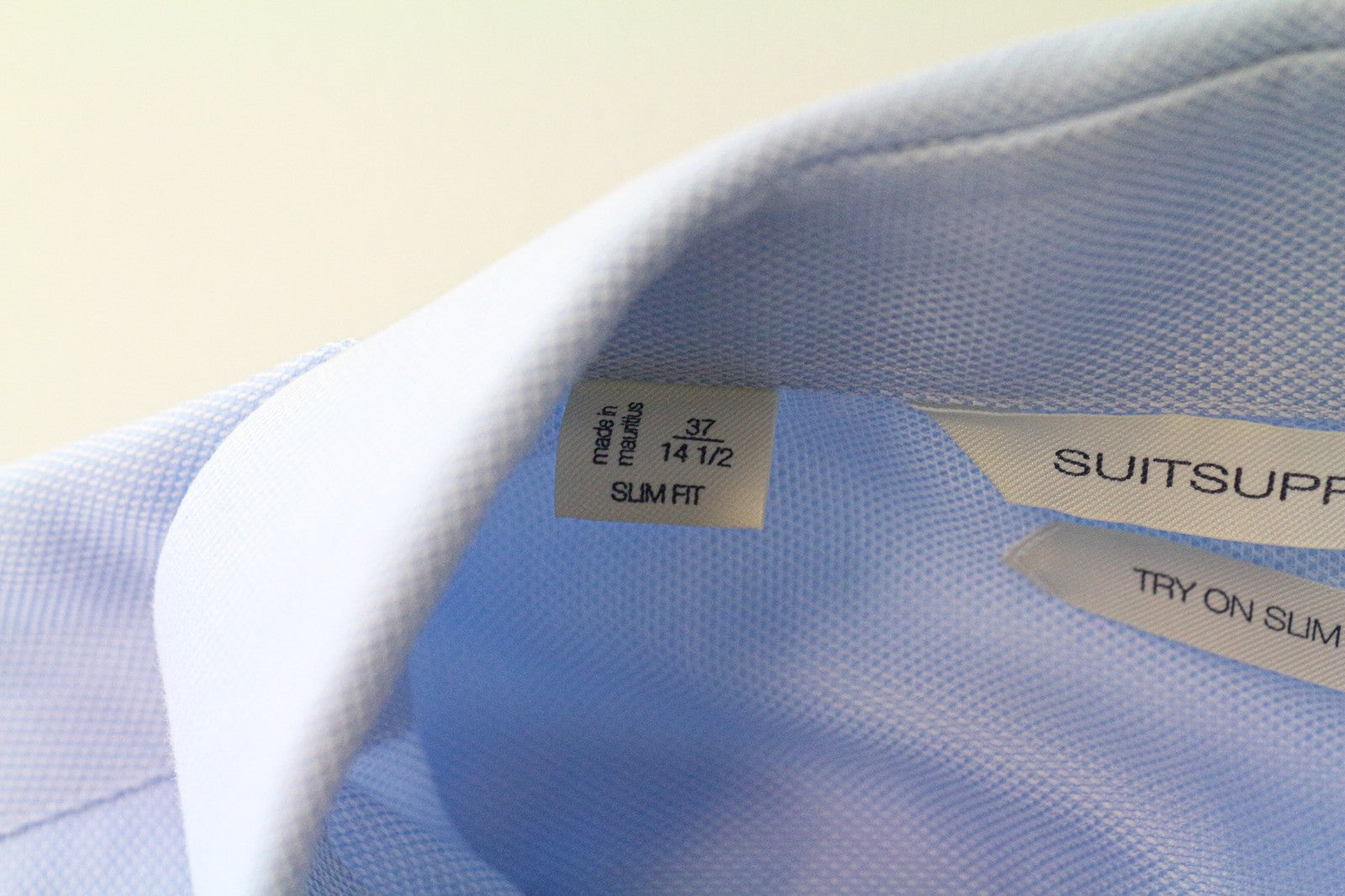 SUITSUPPLY Men Shirt 37/14 1/2 Slim Fit Blue Pure Cotton Button-Up Classic