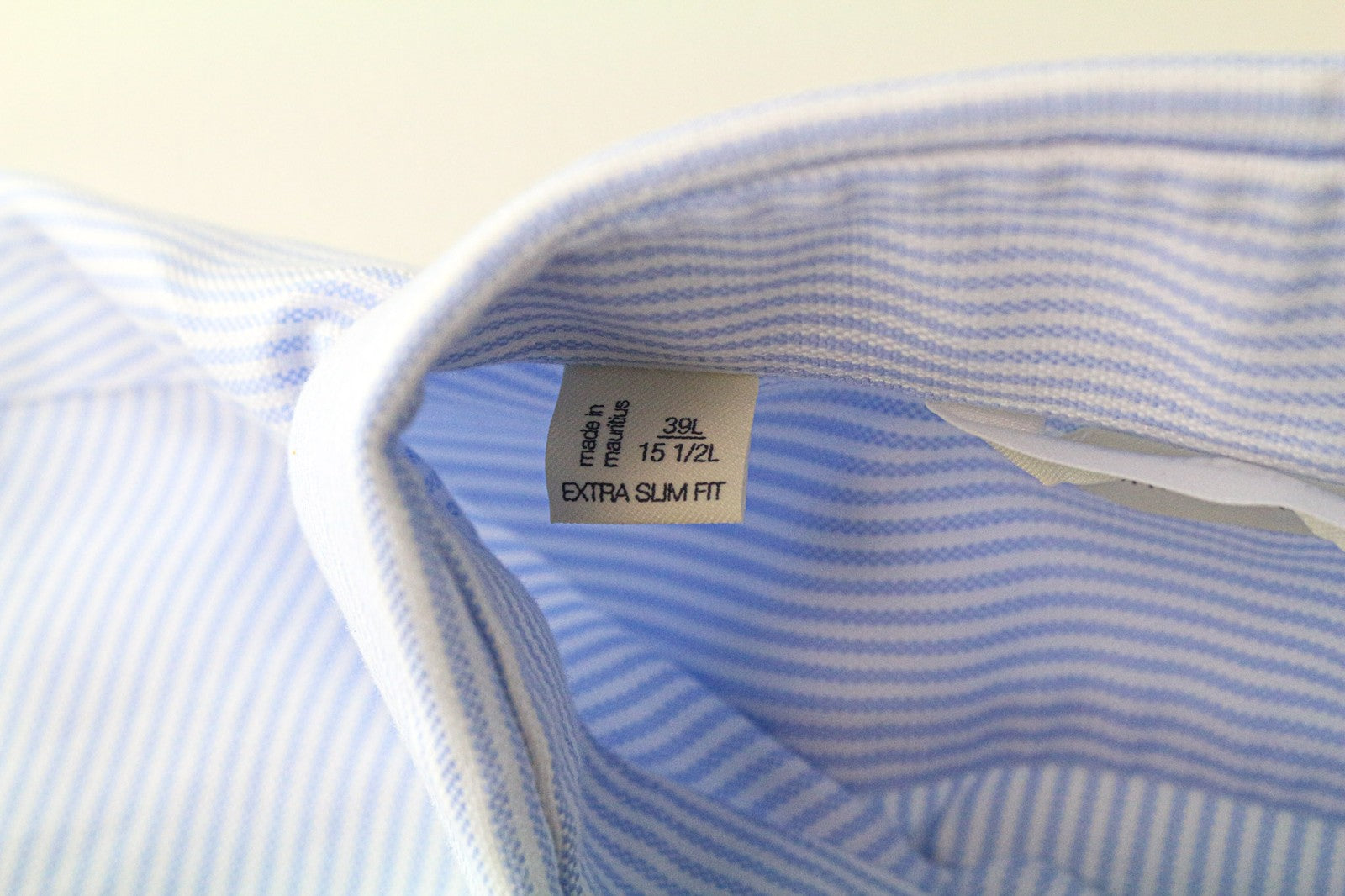 SUITSUPPLY Men Shirt 39L/15 1/2L Extra Slim Blue Cotton Stripe Pattern Formal
