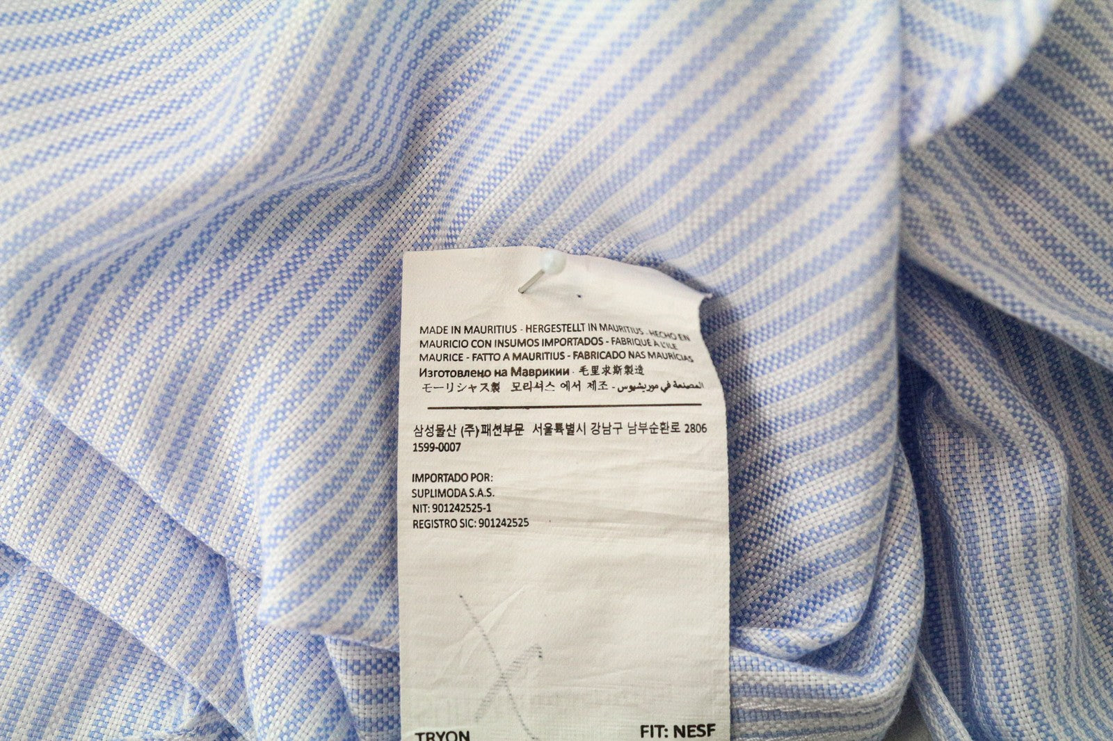 SUITSUPPLY Men Shirt 37/14 1/2 Extra Slim Blue Pure Cotton Striped Classic