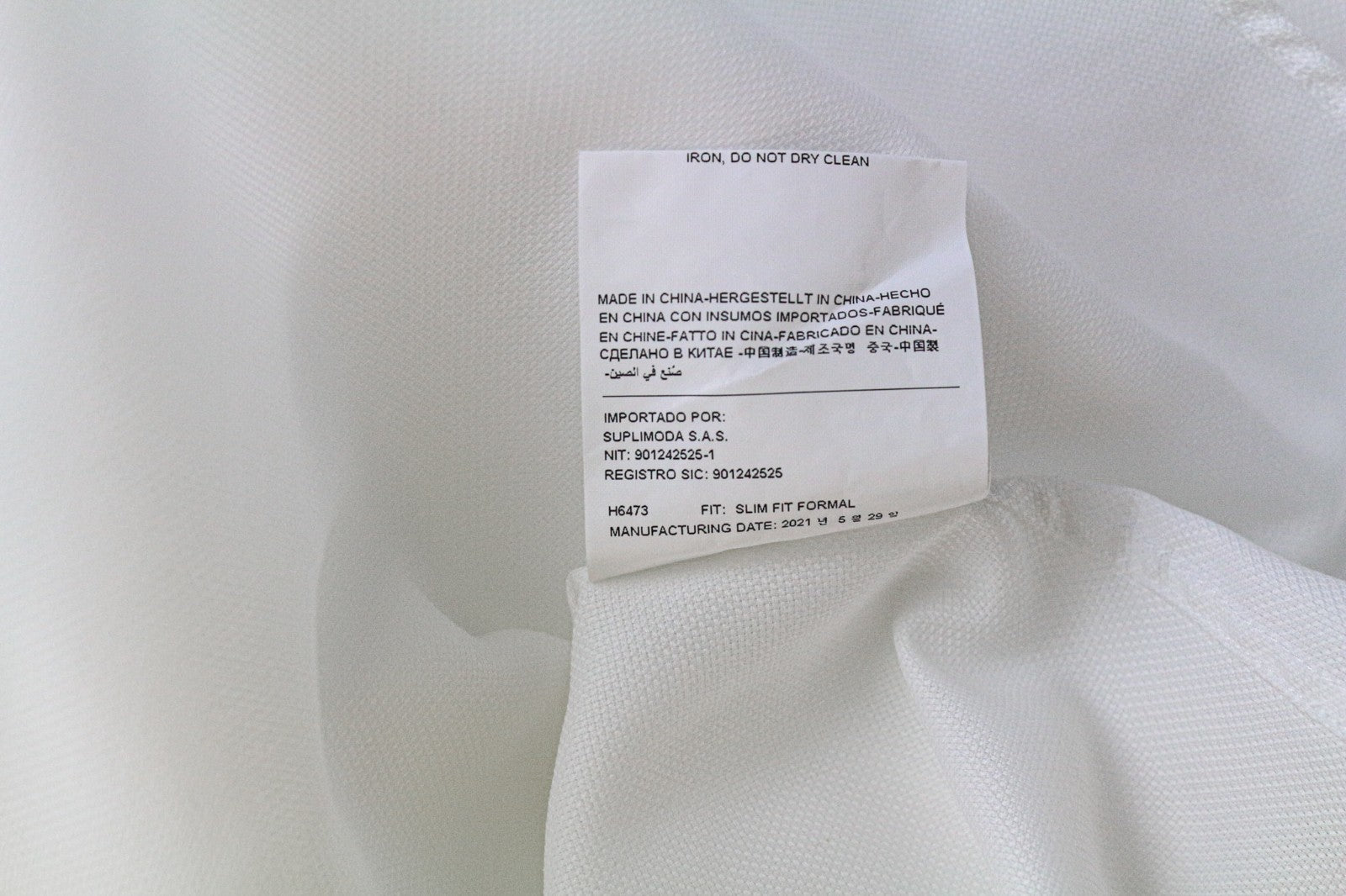 SUITSUPPLY Traveller Men Shirt 37/14 1/2 Slim White Pure Cotton Long Sleeve