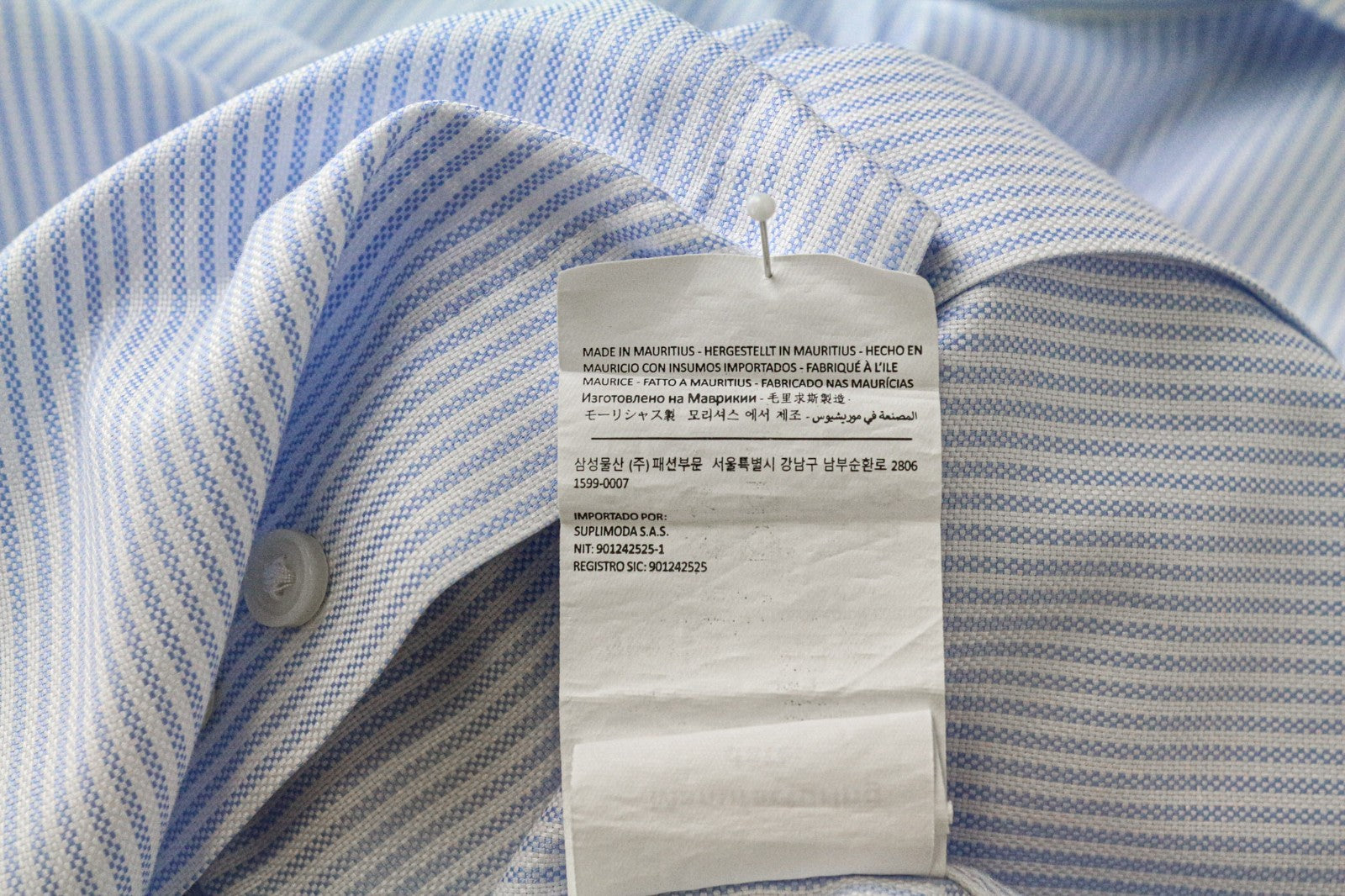SUITSUPPLY Men Shirt 41L/16L Extra Slim Blue Pure Cotton Striped Pattern Twill