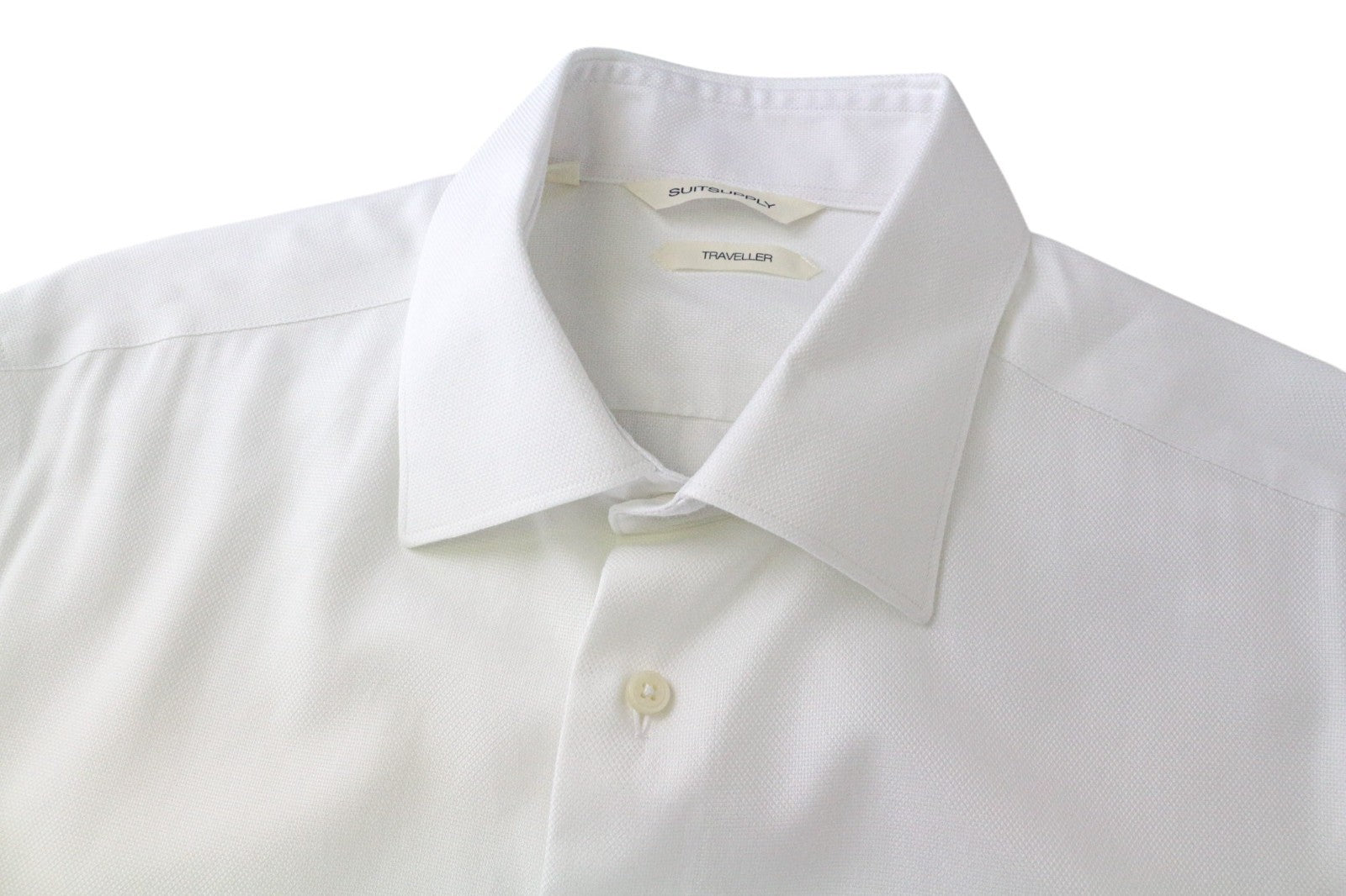 SUITSUPPLY Traveller Men Shirt 40/15 3/4 Slim Cotton White Long Sleeve Classic
