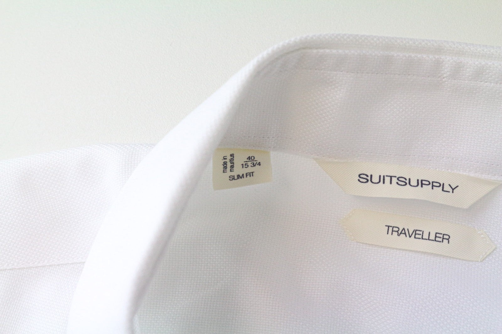 SUITSUPPLY Traveller Men Shirt 40/15 3/4 Slim Cotton White Long Sleeve Classic