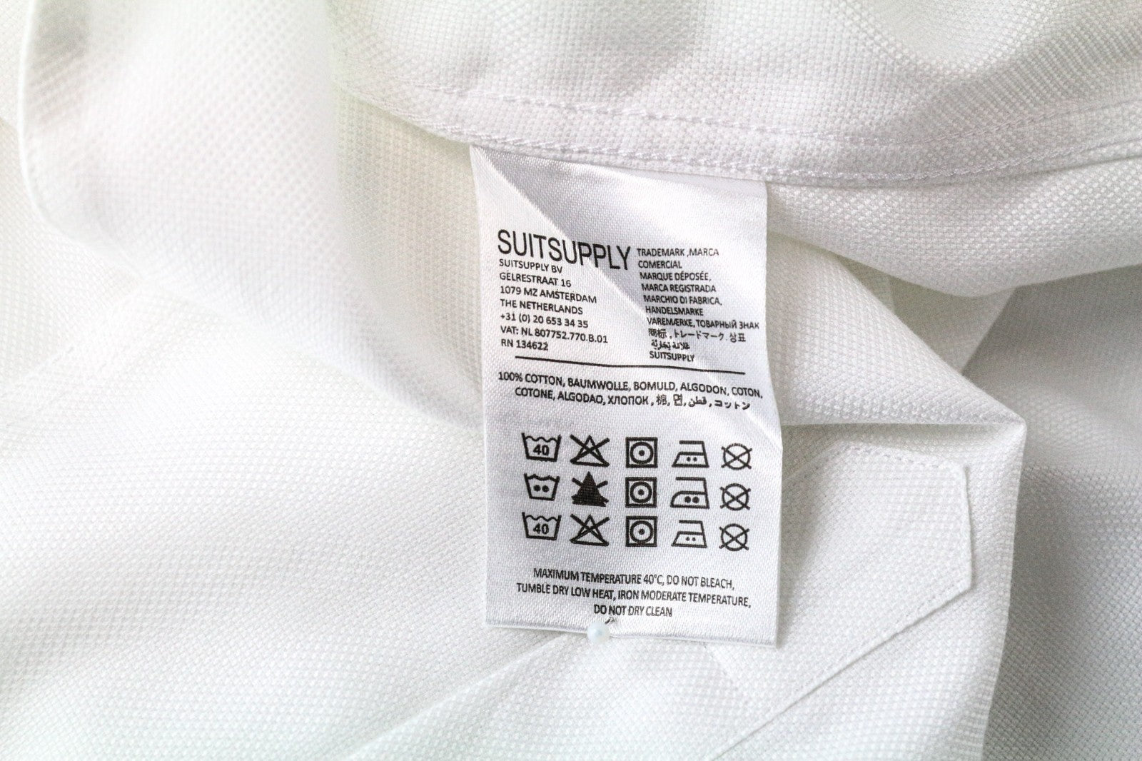 SUITSUPPLY Traveller Men Shirt 40/15 3/4 Slim Cotton White Long Sleeve Classic