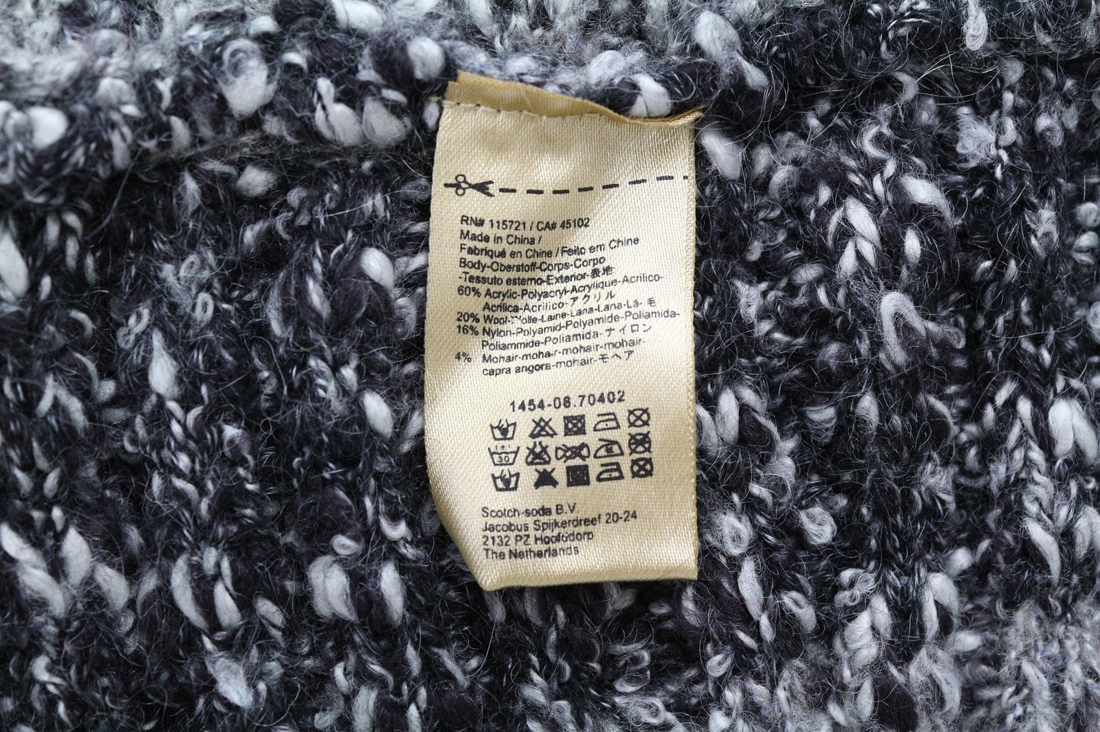 SCOTCH & SODA Women Scarf OS Grey Wool Mohair Blend Infinite Striped Knitted